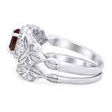 Two Piece Round Natural Stone Bridal Ring