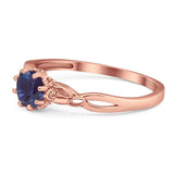 Round Natural Stone Solitaire Ring