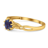 Round Natural Stone Solitaire Ring