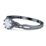 Round Natural Stone Solitaire Ring