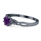 Round Natural Stone Solitaire Ring