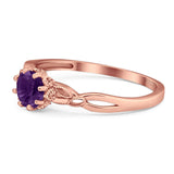 Round Natural Stone Solitaire Ring