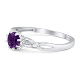 Round Natural Stone Solitaire Ring