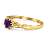 Round Natural Stone Solitaire Ring