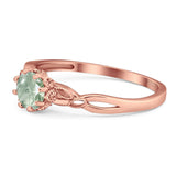 Round Natural Stone Solitaire Ring