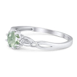 Round Natural Stone Solitaire Ring