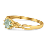 Round Natural Stone Solitaire Ring