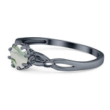 Round Natural Stone Solitaire Ring