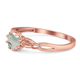 Round Natural Stone Solitaire Ring