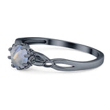 Round Natural Stone Solitaire Ring