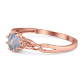 Round Natural Stone Solitaire Ring