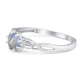 Round Natural Stone Solitaire Ring
