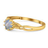 Round Natural Stone Solitaire Ring