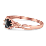 Round Natural Stone Solitaire Ring