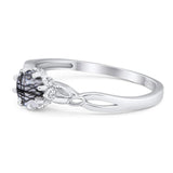 Round Natural Stone Solitaire Ring