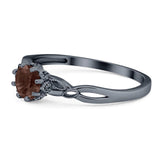 Round Natural Stone Solitaire Ring