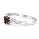 Round Natural Stone Solitaire Ring