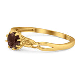 Round Natural Stone Solitaire Ring