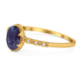 Art Deco Oval Natural Stone Beaded Ring