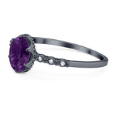 Art Deco Oval Natural Stone Beaded Ring