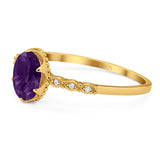 Art Deco Oval Natural Stone Beaded Ring