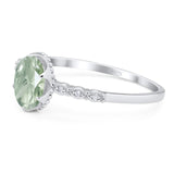 Art Deco Oval Natural Stone Beaded Ring