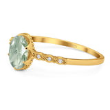 Art Deco Oval Natural Stone Beaded Ring