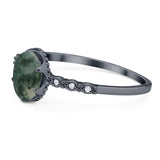 Art Deco Oval Natural Stone Beaded Ring