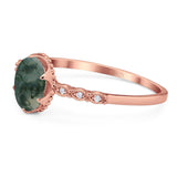 Art Deco Oval Natural Stone Beaded Ring