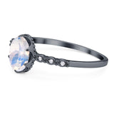 Art Deco Oval Natural Stone Beaded Ring