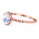 Art Deco Oval Natural Stone Beaded Ring