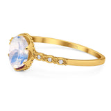 Art Deco Oval Natural Stone Beaded Ring