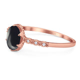 Art Deco Oval Natural Stone Beaded Ring