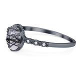 Art Deco Oval Natural Stone Beaded Ring