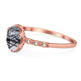 Art Deco Oval Natural Stone Beaded Ring