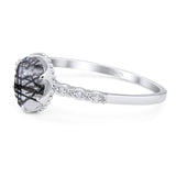 Art Deco Oval Natural Stone Beaded Ring