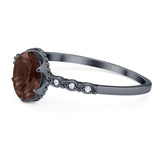 Art Deco Oval Natural Stone Beaded Ring