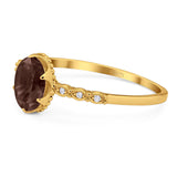 Art Deco Oval Natural Stone Beaded Ring