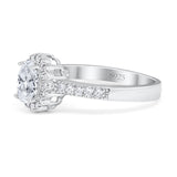 Oval Natural Stone Flower Ring