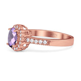 Oval Natural Stone Flower Ring