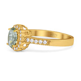 Oval Natural Stone Flower Ring