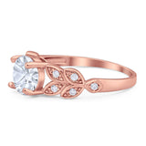 Round Natural Stone Leaf Design Ring