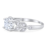 Round Natural Stone Leaf Design Ring