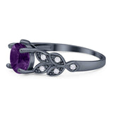 Round Natural Stone Leaf Design Ring