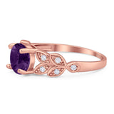 Round Natural Stone Leaf Design Ring