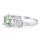 Round Natural Stone Leaf Design Ring