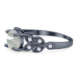 Round Natural Stone Leaf Design Ring