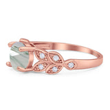 Round Natural Stone Leaf Design Ring