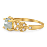 Round Natural Stone Leaf Design Ring