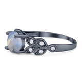 Round Natural Stone Leaf Design Ring